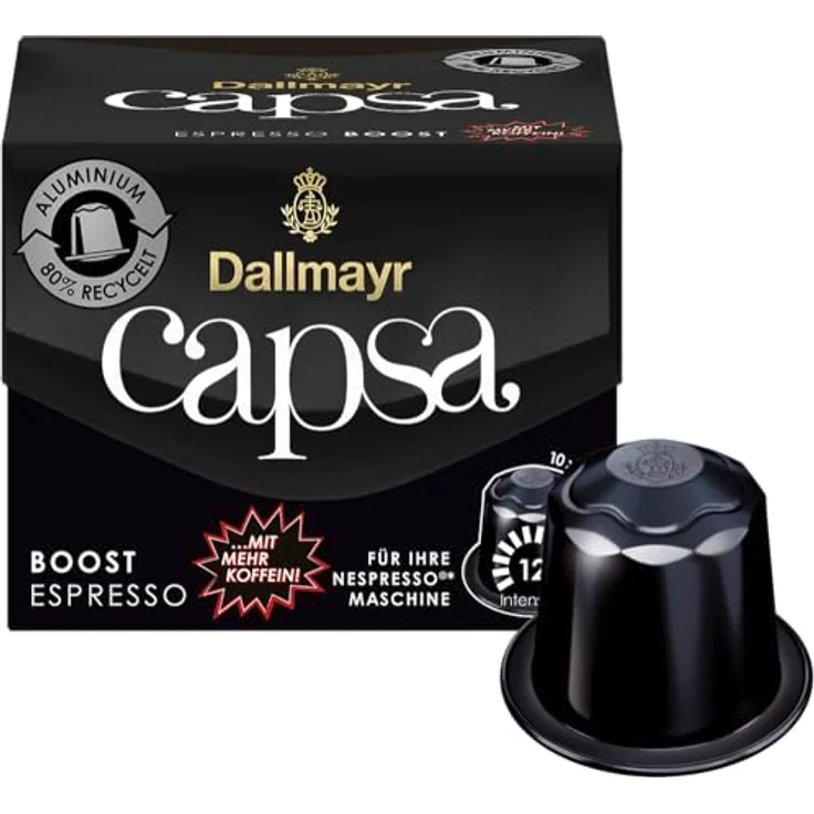 Dallmayr Capsa Espresso Boost, Nespresso kompatibel Kapsel, mit mehr Koffein, Kaffeekapsel, Espressokapsel, 10 Kapseln, 56 g – Bild 6