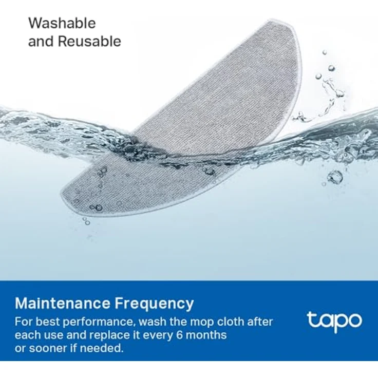 Tapo RVA301 Waschbares Wischmopptuch für Saugroboter, 5 Stück, kompatibel mit Tapo RV30 Max Plus, RV30 Max, RV20 Max Plus, RV20 Max, wiederverwendbar und leicht zu reinigen – Bild 3
