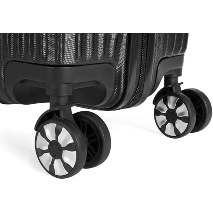 BRUBAKER Kofferset London - Hartschalen Koffer Set mit Zahlenschloss und 4 Rollen, ABS Trolleys (M, L, XL), 3 tlg., Boardcase, Silber – Bild 6