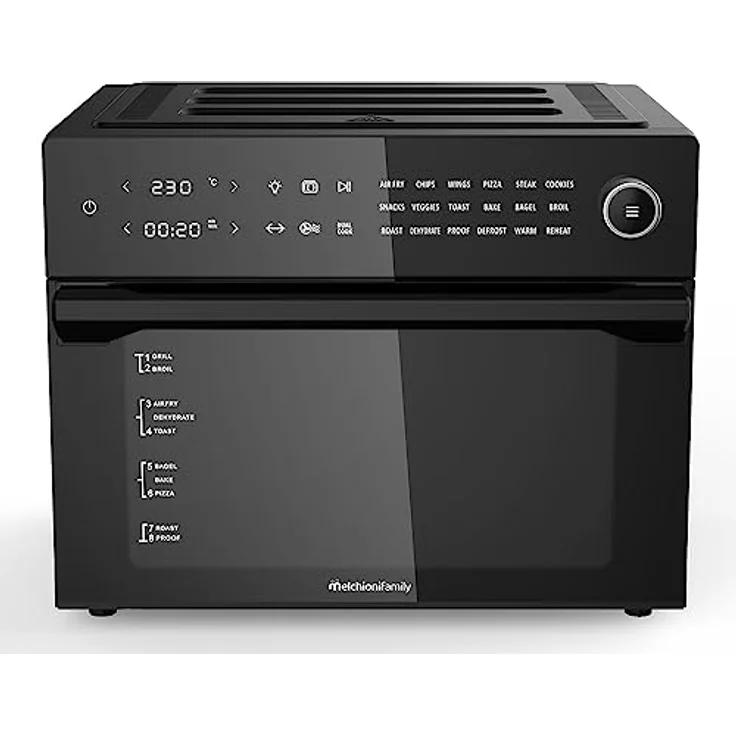 Melchioni Family Luftfritteuse Kapazität 30 Liter, Digitales Display, Dual Cook-Funktion, Air Fryer mit 18 Programmen, 30-230°, Timer 12h, Modell Benedikt, Farbe Schwarz – Bild 2