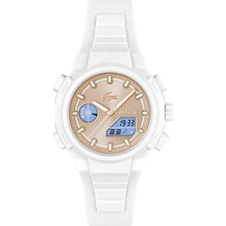 Lacoste LC33 Analoge-Digitale Multifunktions-Quarzuhr für Damen mit Weißem Silikonarmband, 40 mm TR90-Gehäuse, Roségold Zifferblatt, Wasserdicht bis 10 ATM – Bild 2