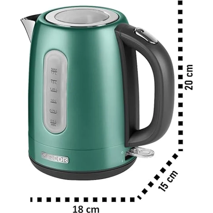 SENCOR SWK 1771GR Wasserkocher aus Edelstahl mit abnembarem Filter (2150 Watt, Volumen 1,7 L) metalic grün – Bild 7