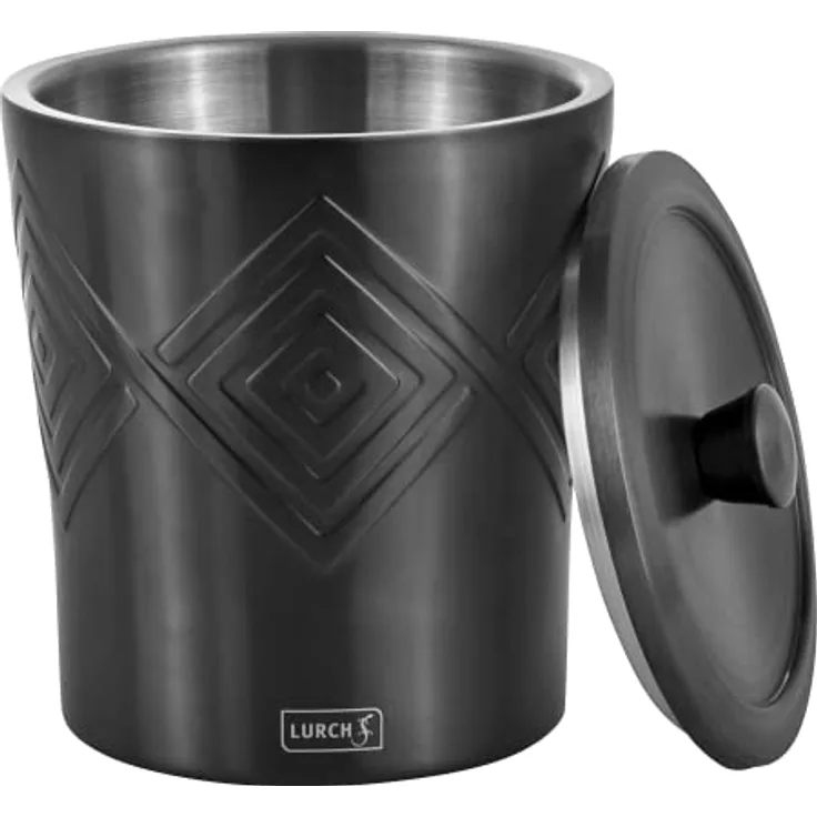LURCH 240795 Eiskübel aus doppelwandigem Edelstahl zum kühl Halten von Eiswürfeln 1500ml Smokey Grey