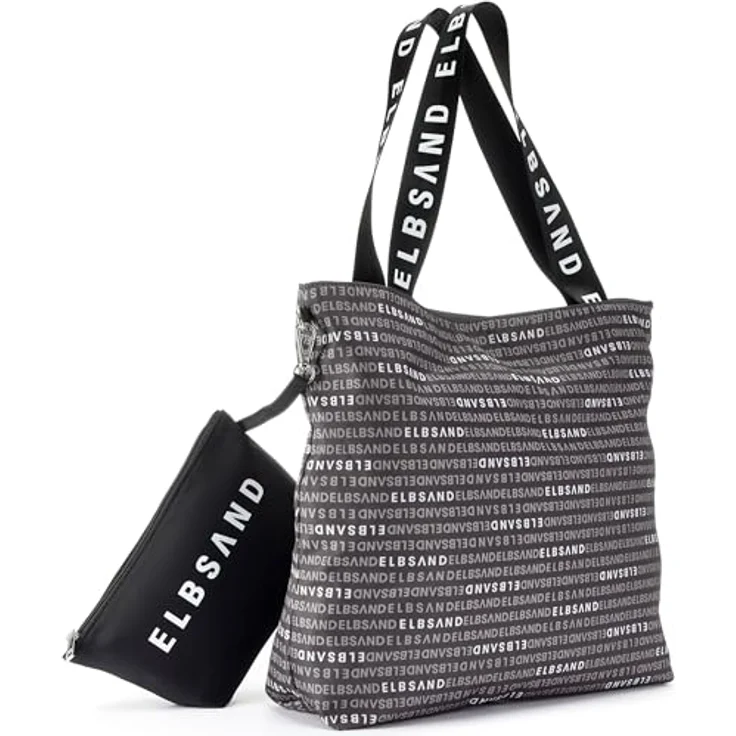 Elbsand Shopper Strandtasche XXL, vegane Handtasche mit Allover-Logoprint und herausnehmbarer Innentasche – Bild 8