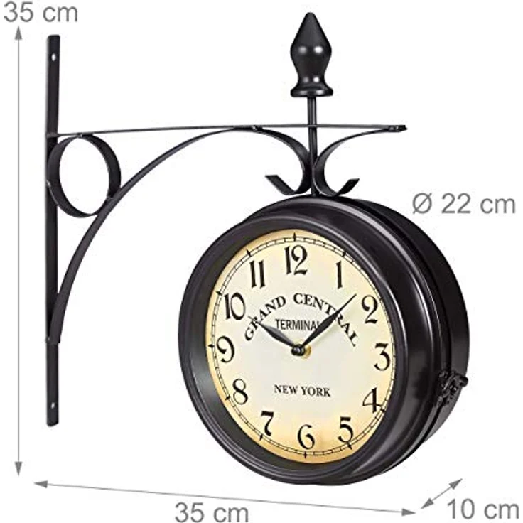 Relaxdays, Wanduhr, Bahnhofsuhr (35 cm) - Retro Uhr mit Schwarzem Ziffernblatt – Bild 4