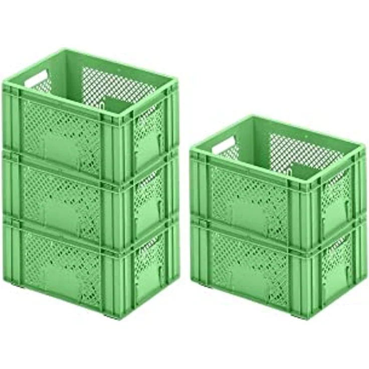 PROREGAL CHEFGASTRO SuperSparSet 5x Eurobehälter Obst- und Gemüsekasten | HxBxT 19x30x40cm | 18 Liter | Grün | Stabiler Obst- & Gemüsekasten für Gewerbe & Heimarbeit – Bild 1