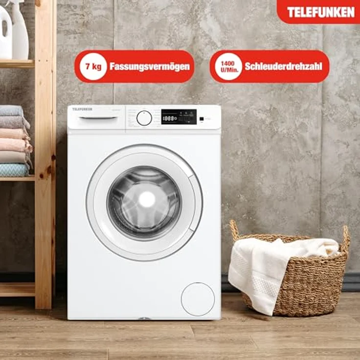 Telefunken W714AS1W Waschmaschine 7kg, Frontlader mit 1400 U/Min., Inverter Motor, AquaStop, Schontrommel, weiß – Bild 2