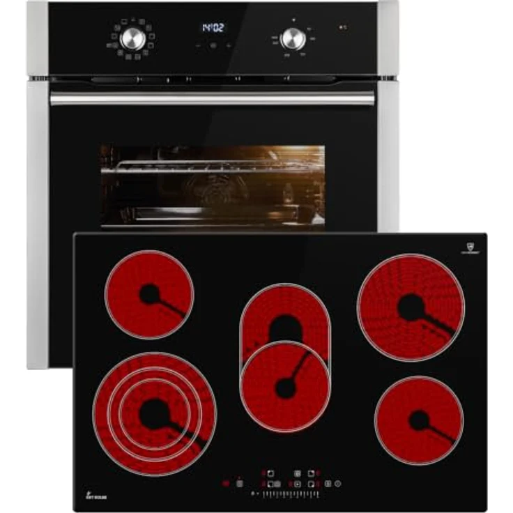 KKT KOLBE Herdset SET8810CH77RL, Backofen mit PowerAir Heißluft-Funktion und autarkem Glaskeramikkochfeld, 77 cm, A+ Energiekategorie – Bild 1
