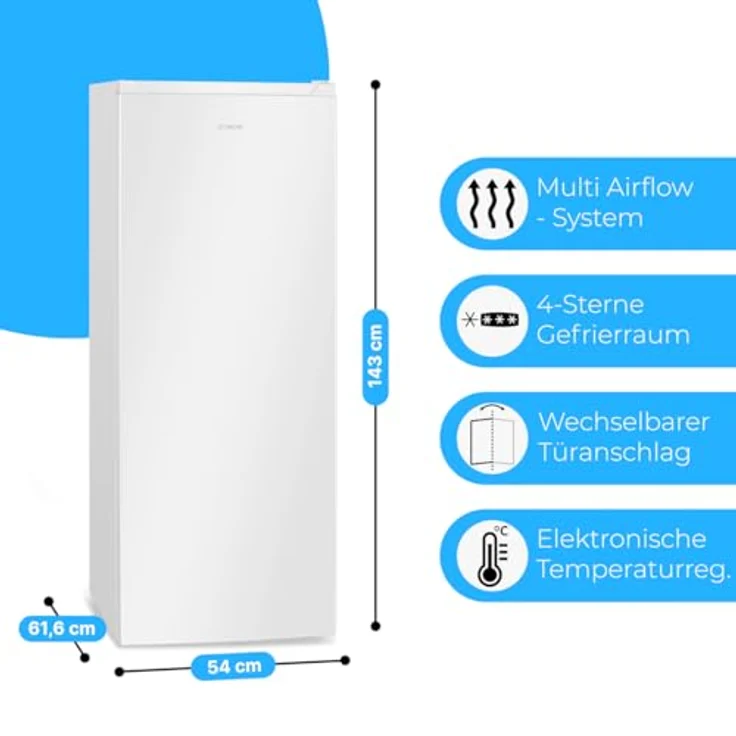 Bomann® freistehender Gefrierschrank GS 7362, Nofrost 161 L mit Total No Frost, Schnellgefrierfunktion und MultiAirflow-System, weiß – Bild 7