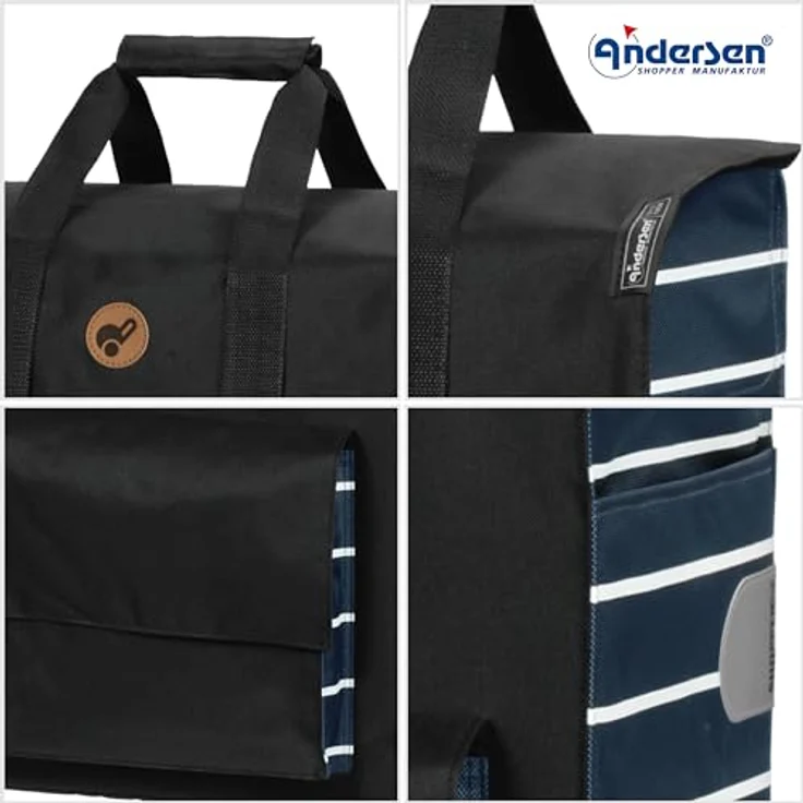 Andersen Einkaufstrolley - Tasche Jella blau 51 L, wasserabweisend mit dezenten Streifen – Bild 3