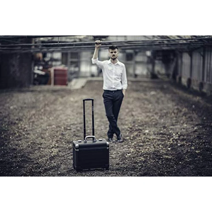 Alumaxx 2-Rollen Pilotentrolley 47 cm, Laptopfach aus 100% Aluminium, schwarz matt – Bild 4