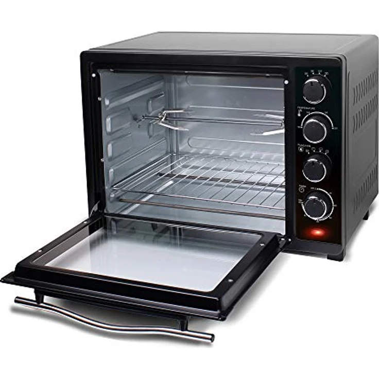 TurboTronic Minibackofen mit Umluft 45L schwarz 2000W, Drehspieß, Timer, Mini Backofen, Pizzaofen, 2 Backbleche, Grill – Bild 2
