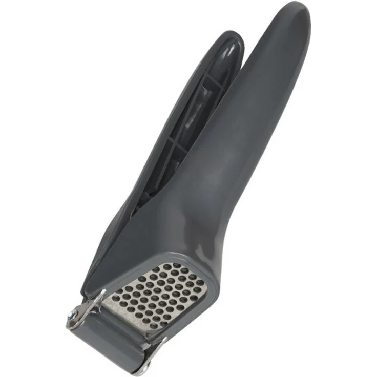 Michelino Knoblauchpresse, ergonomischer Kunststoffgriff mit Edelstahlklinge, Silber mit schwarzen Griffen