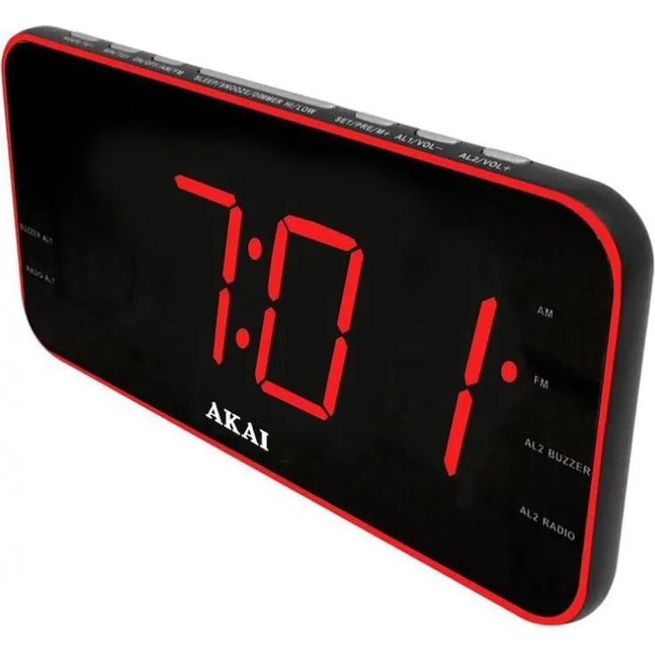 Akai Professional ACR-3899, Digitaler Radiowecker mit LED-Display, Snooze-Funktion und 3,5 mm Kopfhöreranschluss, Schwarz