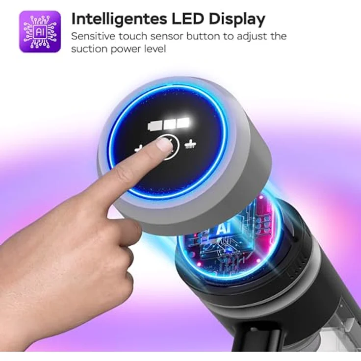 TurboTronic 15 kPa Stabstaubsauger, kabelloser 2-in-1 Handstaubsauger mit grünem Laserlicht und 120W Saugkraft, leicht und beutellos – Bild 5