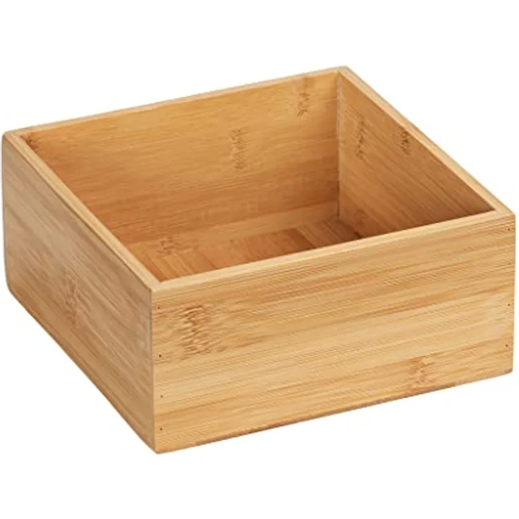 WENKO Bambus Ablage Terra M, praktische Organizer-Box für Schränke und Regale in Küche, Bad und dem gesamten Haushalt, übersichtliche Aufbewahrung von kleinen Utensilien, 15 x 7 x 15 cm, Natur