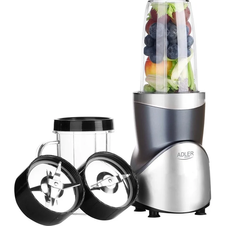 Adler Smoothie-Maker AD 4084, Standmixer mit Eiszerkleinerungsfunktion und BPA-freien Materialien, silber – Bild 1