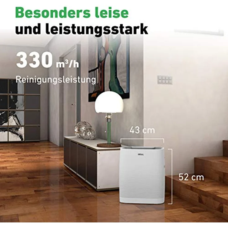 IDEAL Luftreiniger AP35 bis zu 45m² mit HEPA Filter und Geruchsfilter, CADR 330m³-h gegen Feinstaub, Pollen, Allergene, Bakterien, Schimmelsporen, Zigarettenrauch, Gerüche - ideal für zuhause – Bild 6