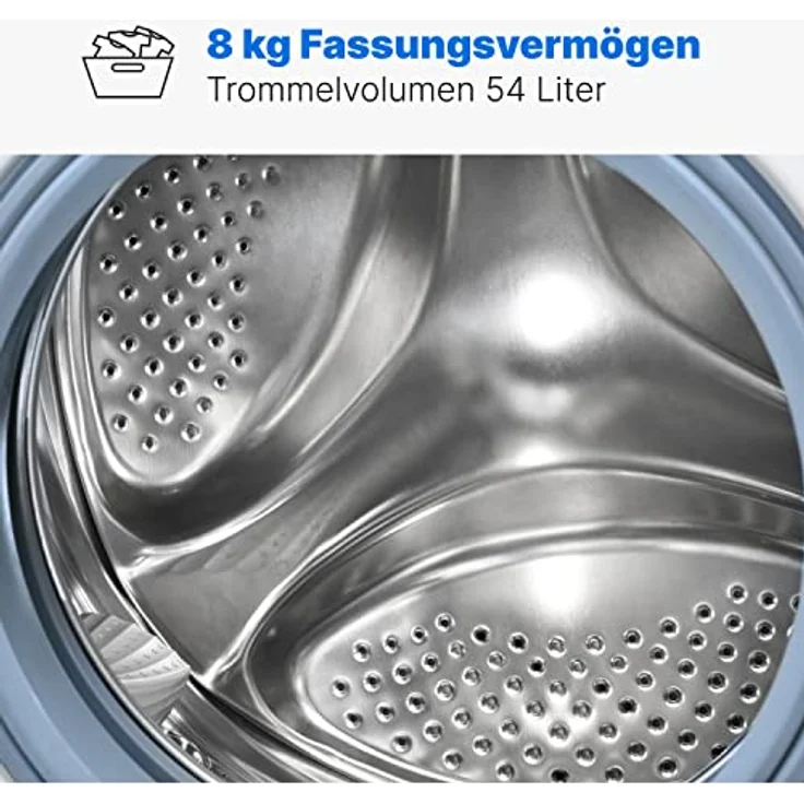 Bomann® Waschmaschine WA 7185 8kg | max. 1400 U/min | robuster, leiser & langlebiger Invertermotor | 10 Jahre Motor-Garantie | 15 Waschprogramme | LED-Display | Washing Machine mit Dampffunktion | WA 7185 – Bild 2