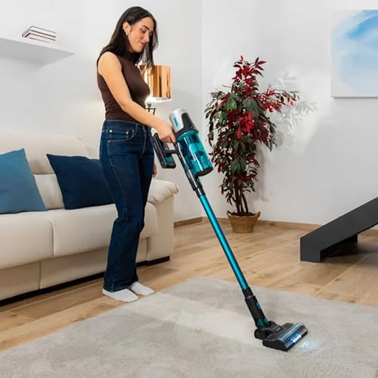 Cecotec Conga kabelloser vertikaler Staubsauger Rockstar 1500 Horizon Genesis XL, 215W Gesamtleistung, 60 Minuten Autonomie, Mischbürste und Zwei Saugmodi, Parallel Cyclone System, 600ml Behälter, in Schwarz – Bild 4