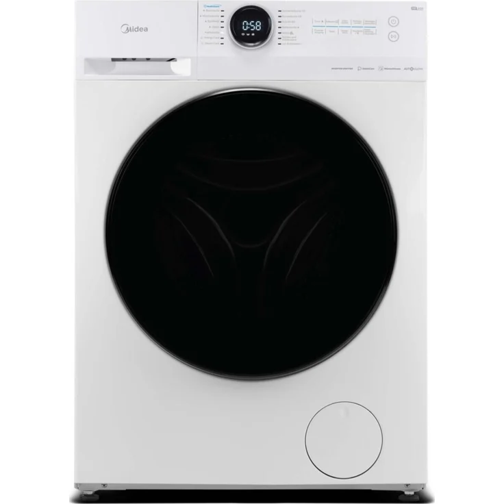 Midea MF200W90WB-14A, IoT-fähige Waschmaschine mit 9 kg Kapazität, Inverter-Motor und HealthGuard-System in weiß