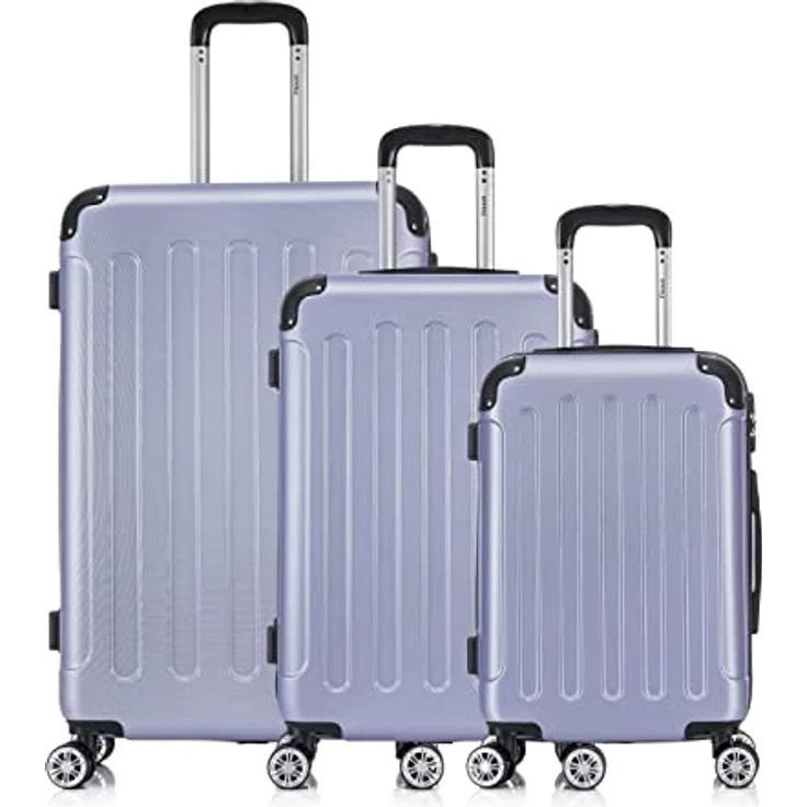 Flexot® F-2045 Koffer, Hartschale, 3tlg Kofferset, Zwillingsrollen, 16 Farben zur Auswahl, Flieder – Bild 2