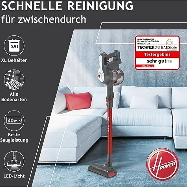 HOOVER HF122GPT 011 Handstaubsauger H-FREE 100 Pets mit Zubehör an Bord und Miniturbo-Düse ideal für Haustierbesitzer, 22 V Li-Ion-Akku – Bild 2