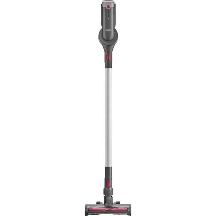 Severin Akku-Stielstaubsauger HV 7968 - Hochleistungs-Digitalmotor, Akku-Laufzeit bis zu 30 Minuten, High-Speed Soft-Slide Elektrobürste - anthrazit/rot