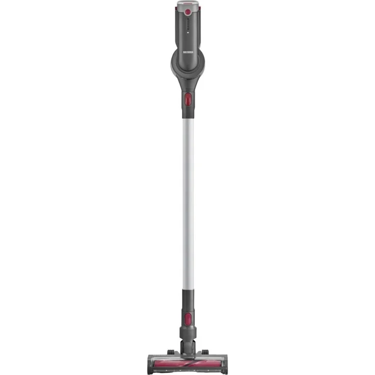 Severin Akku-Stielstaubsauger HV 7968 - Hochleistungs-Digitalmotor, Akku-Laufzeit bis zu 30 Minuten, High-Speed Soft-Slide Elektrobürste - anthrazit/rot – Bild 1