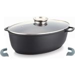 Alu Guss Oval Bräter ø38cm Induktion Topf Schmortopf Marmorbeschichtung