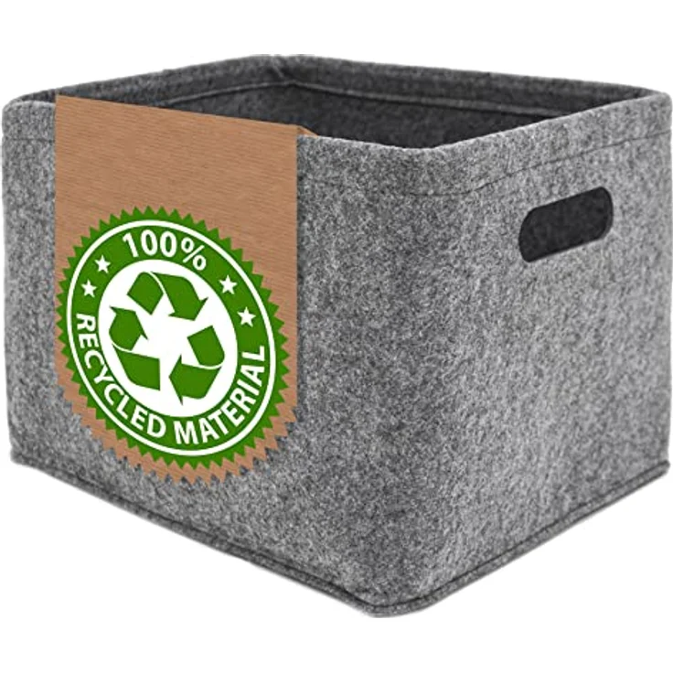 DuneDesign 100% Recycling Filz Aufbewahrungsbox - 32x26x23 Organizer Filz Aufbewahrungskorb Faltbar Aufbewahrungskörbe für Regale Filz Korb Aufbewahrung Korb für Treppe Korb Anthrazit Storage Basket – Bild 1