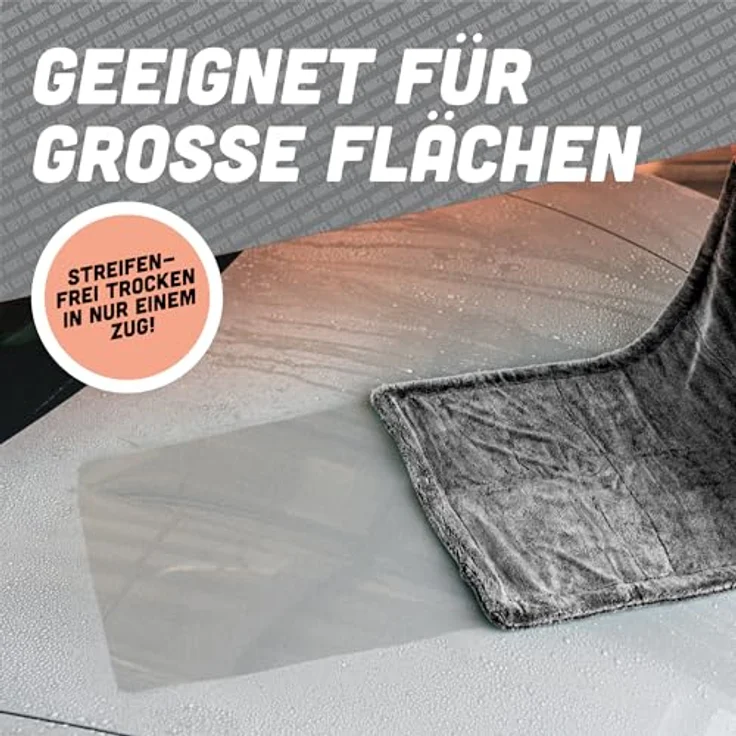 Nuke Guys Gamma Dryer XXL, Ultra saugstarkes Trockentuch 1400 GSM grau 50x80cm, fusselfrei, kratzerfrei, abgerundete sanfte Fasern, ideal für Auto Motorrad Fahrrad – Bild 5