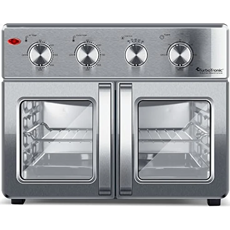 TurboTronic digitaler Heißluftofen - XXL 32 Liter mit Drehspieß für Hähnchen 4in1 Mini Backofen & Power Heißluftfritteuse Airfryer ab 80°C – Bild 4