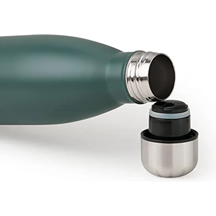 Blumtal® Trinkflasche Edelstahl Charles, 1000 ml Thermosflasche - doppelwandige Isolierung, 100 % auslaufsicher, BPA-frei, Dunkelgrün – Bild 3