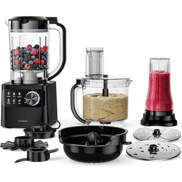 Klarstein Velaire Küchenmaschine mit Kochfunktion, 1200 W, 2 l Behälter, Mixer und vielseitigem Zubehör