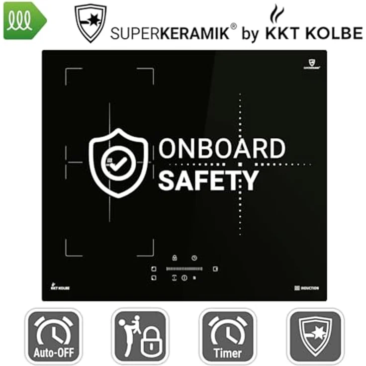 KKT KOLBE Induktionskochfeld 60 cm Autark 7,4 kW 3 Zonen 9 Stufen Rahmenlos Schnellaufheizung Touch Slider Timer Topferkennung in Schwarz (IND5903SP) – Bild 5