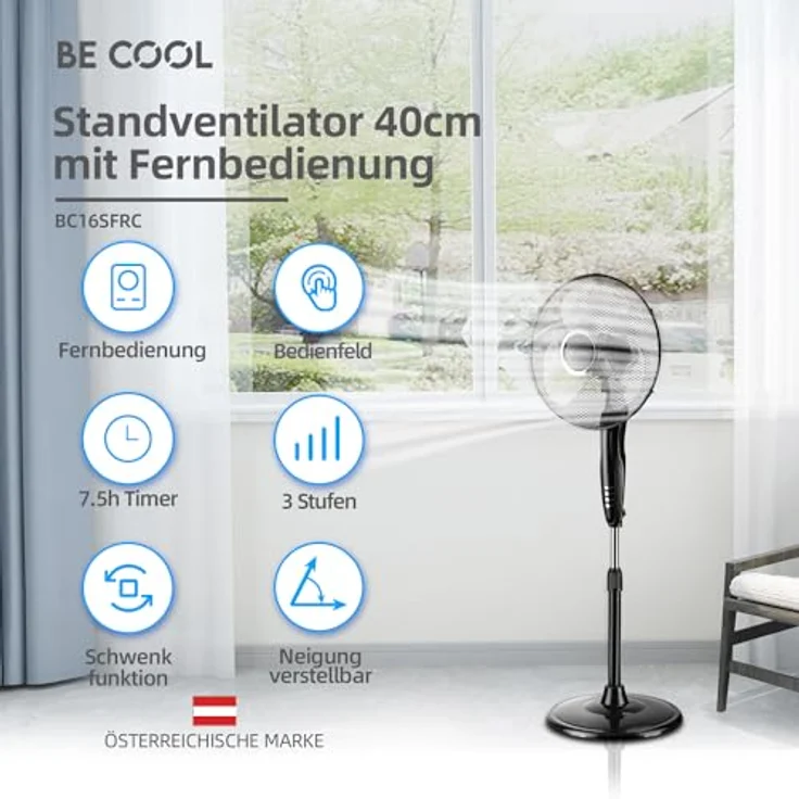 BE COOL BC16SFRC Standventilator 40cm – Bild 2