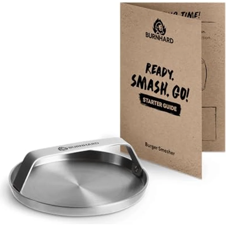 BURNHARD Edelstahl Burger Smasher, 14 cm, Grillpresse, Hamburgerpresse, Spülmaschinenfest – Bild 4