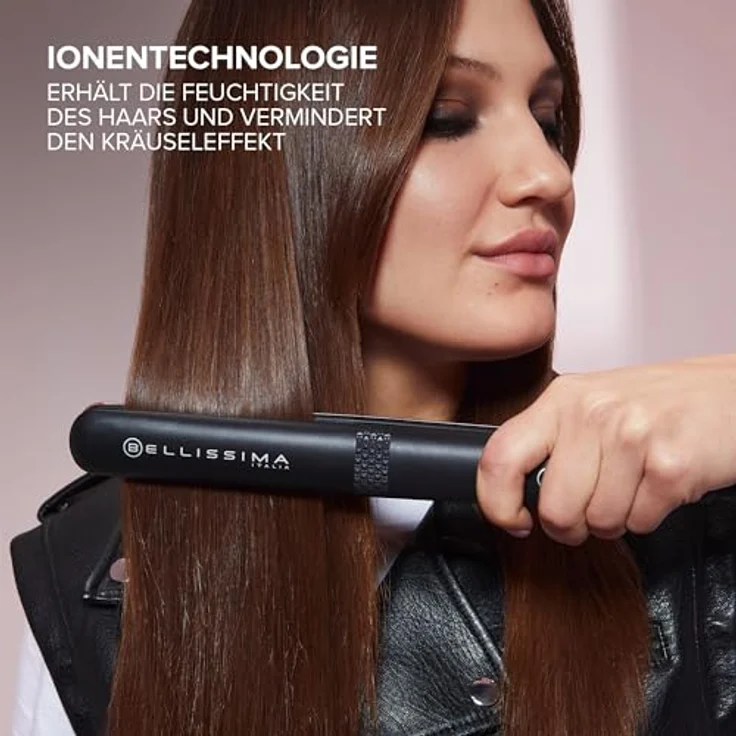 Bellissima Creativity Ion Glätteisen, glattes oder gewelltes Haar, Ionisator, Keramikbeschichtung + Diamantpartikel + Keratin, flexible Platten, 5 Temperaturen 150/230°C mit Memory-Funktion – Bild 3