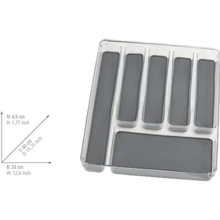 WENKO Besteckkasten 6 Fächer - Besteckeinsatz für Schubladen, Kunststoff (PET), 32 x 4.5 x 40 cm, Transparent – Bild 5