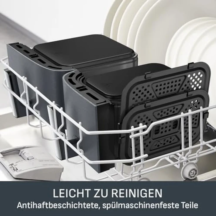 Tefal Dual Easy Fry XXL, Heißluftfritteuse mit 11 L, zwei Kammern, 7 Programme, Extra-Crisp-Technologie, spülmaschinenfest – Bild 7