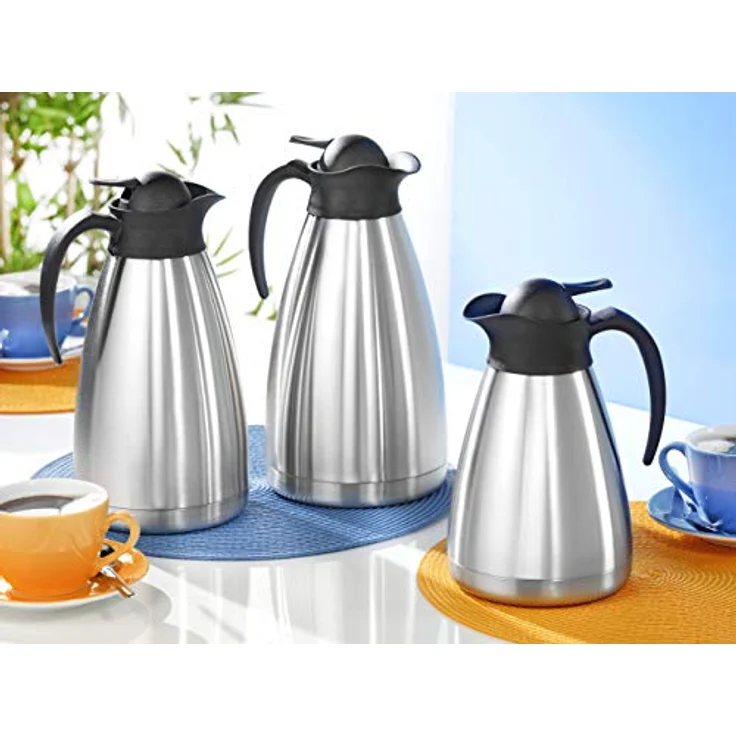Esmeyer Isolierkanne Thermoart 1,5 Liter, Edelstahl, Silber-schwarz – Bild 2