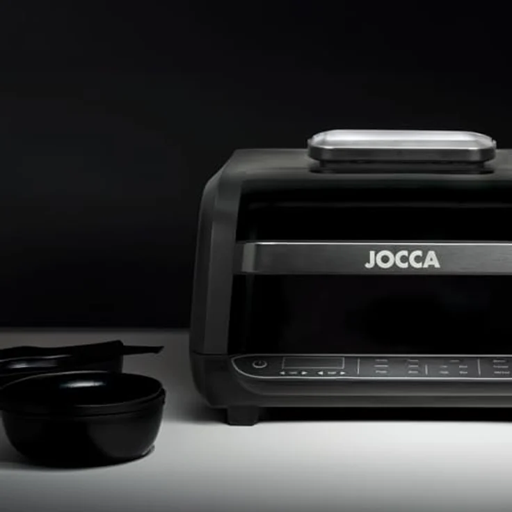 JOCCA Heißluftfritteuse 7L, ölfreie Luftfritteuse mit Touchscreen und 8 Programmen, Silber/Schwarz – Bild 5