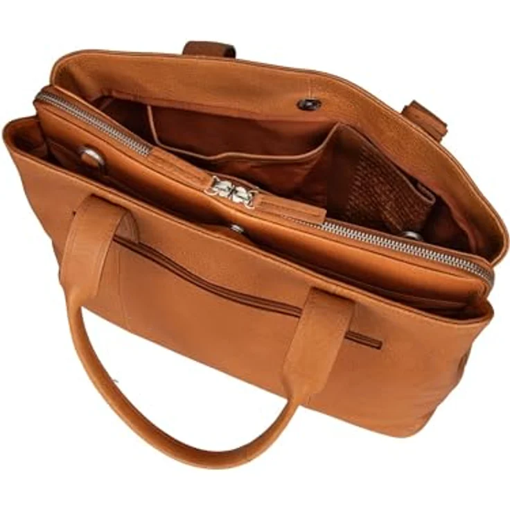 Burkely Shopper Soft Skylar, Einkaufstasche aus robustem Rindleder mit integriertem Laptopfach, schwarz – Bild 3