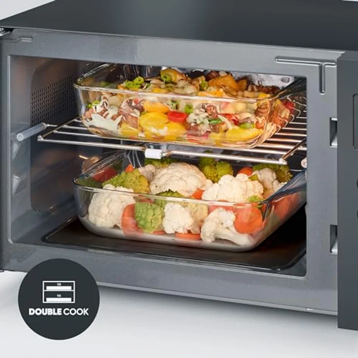Severin MW 7763 Mikrowelle mit Keramikboden und Grill, Standgerät, Garraum 25L, 900W, 2 Leistungsstufen, Drehregler, schwarz – Bild 4
