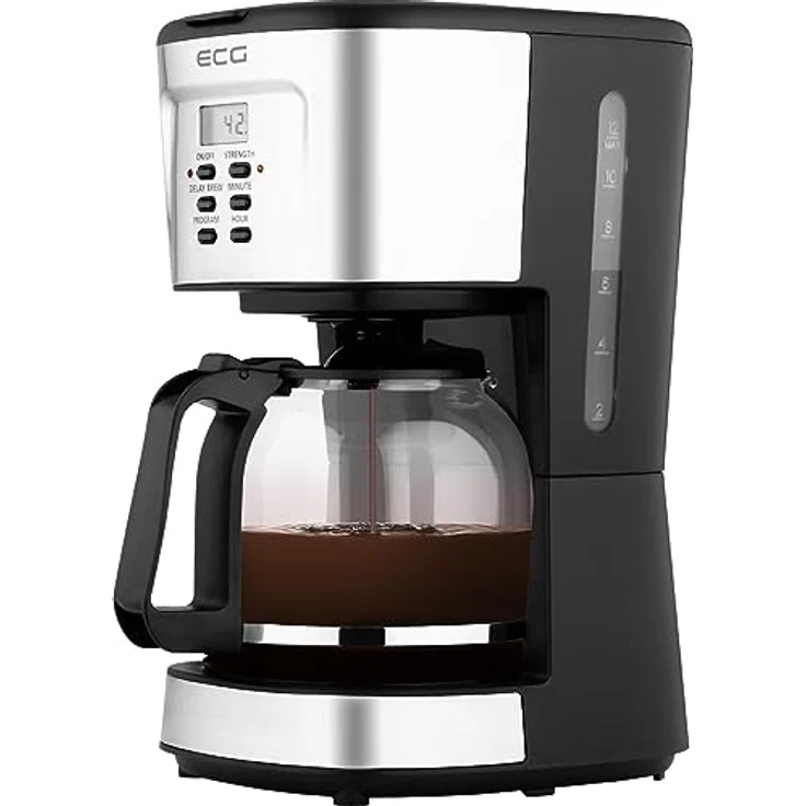 ECG KP 2125 Supreme,Drip-brew coffee machine,LCD display,Elegant glass carafe with 1.5 l, Schwarz/Edelstahl – Bild 2