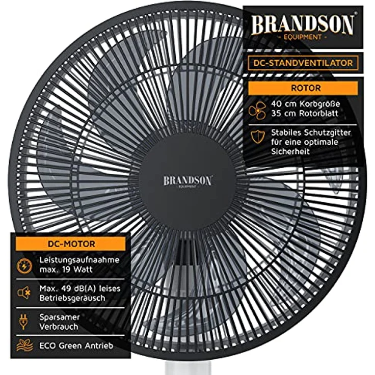Brandson DC Standventilator ECO Silent mit Fernbedieung - Brushless sehr leiseOszilation 60° 90° 1 – Bild 4