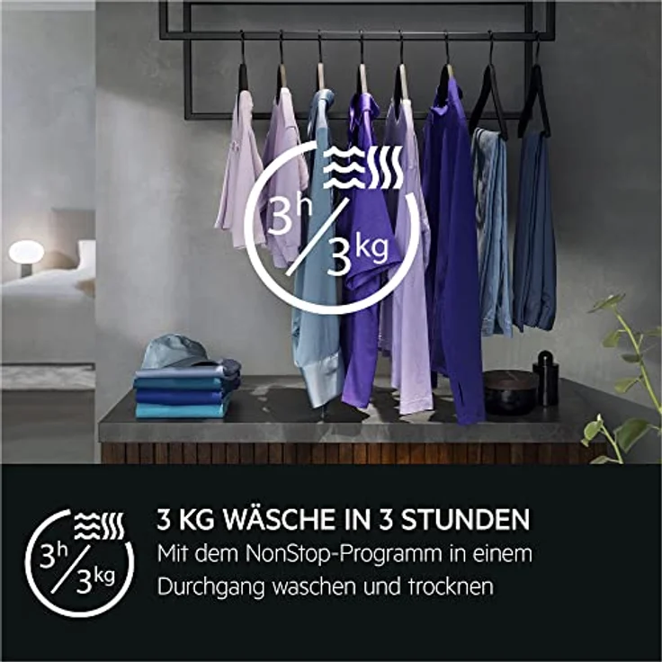 AEG LWR9W80600 / Wifi Waschtrockner mit Wärmepumpe / SensiDry – schonend und energiesparend / 10 kg Waschen / 6 kg Trocknen / C / Mengenautomatik / ProSteam® - Auffrischfunktion / 1600 U/min – Bild 3
