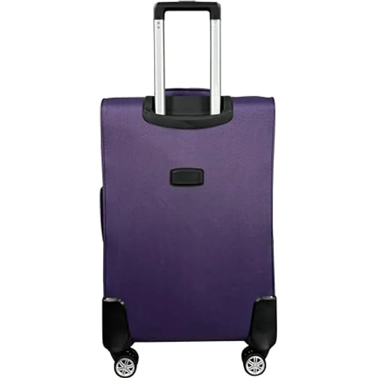 MY TRAVEL BAG Stoff Reisekoffer Trolley mit Zwillingsrollen, erweiterbar, lila, Großer Koffer (75cm) – Bild 3
