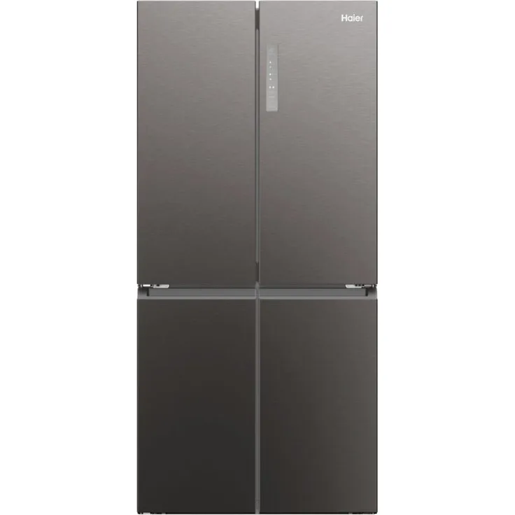 Haier HCR3818ENMD Side-by-Side Kühlkombination, 467 l Gesamtvolumen, Energieeffizienzklasse E, Grau, mit MultiAirflow-System und Schnellgefrier-Funktion